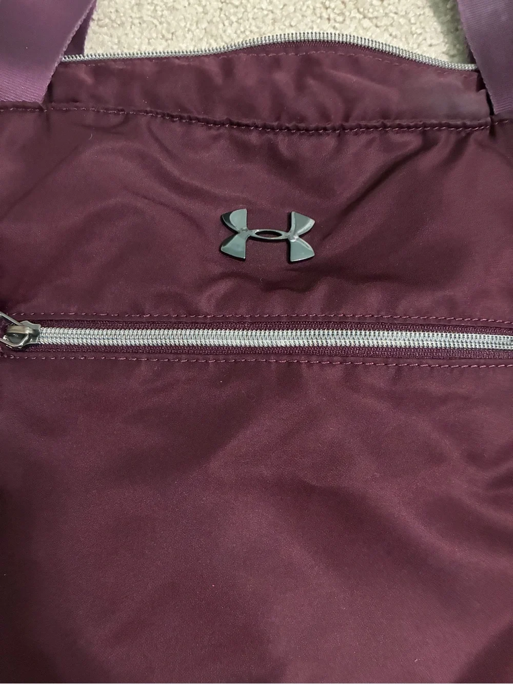 Under Armour Plum Carryall Tote with Black & White Logo Pouch